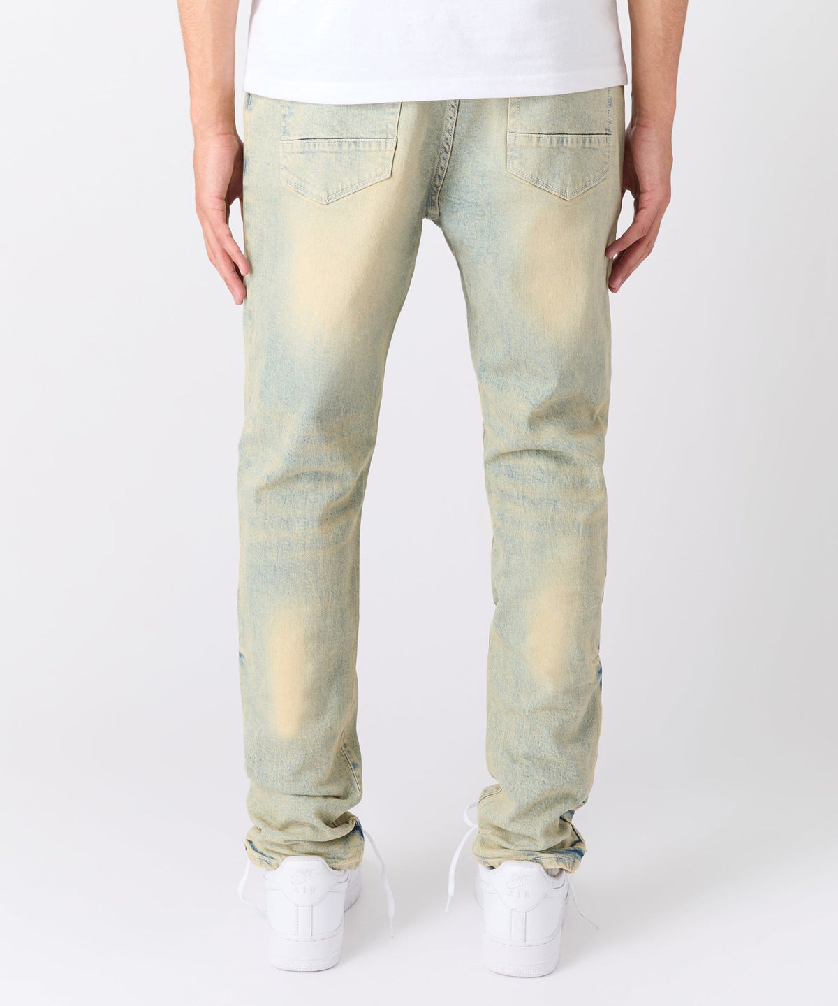 Ladder Distressed Skinny Jeans - Light Blue