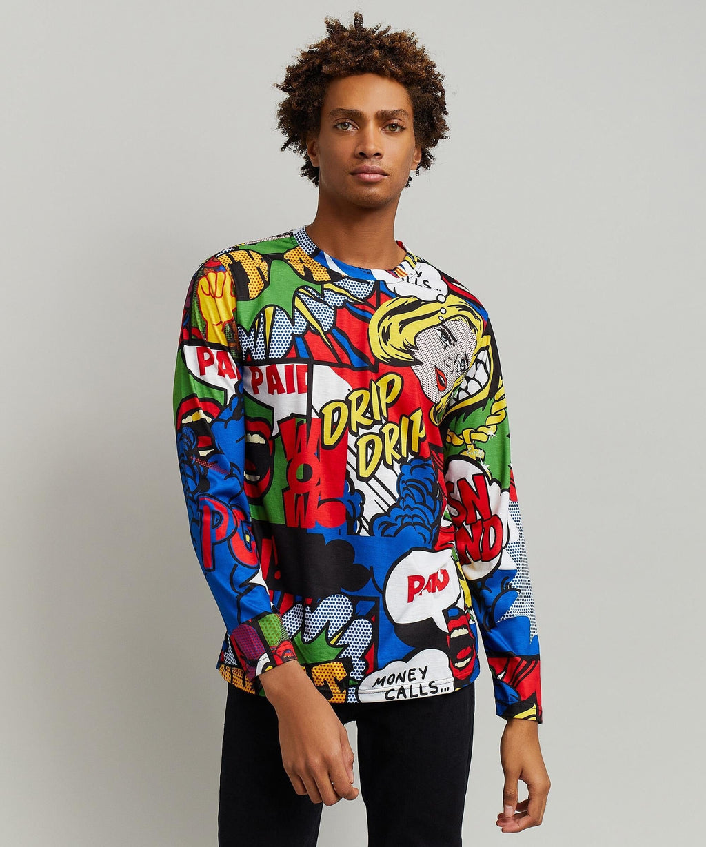 Money Drip Allover Print Long Sleeve Tee
