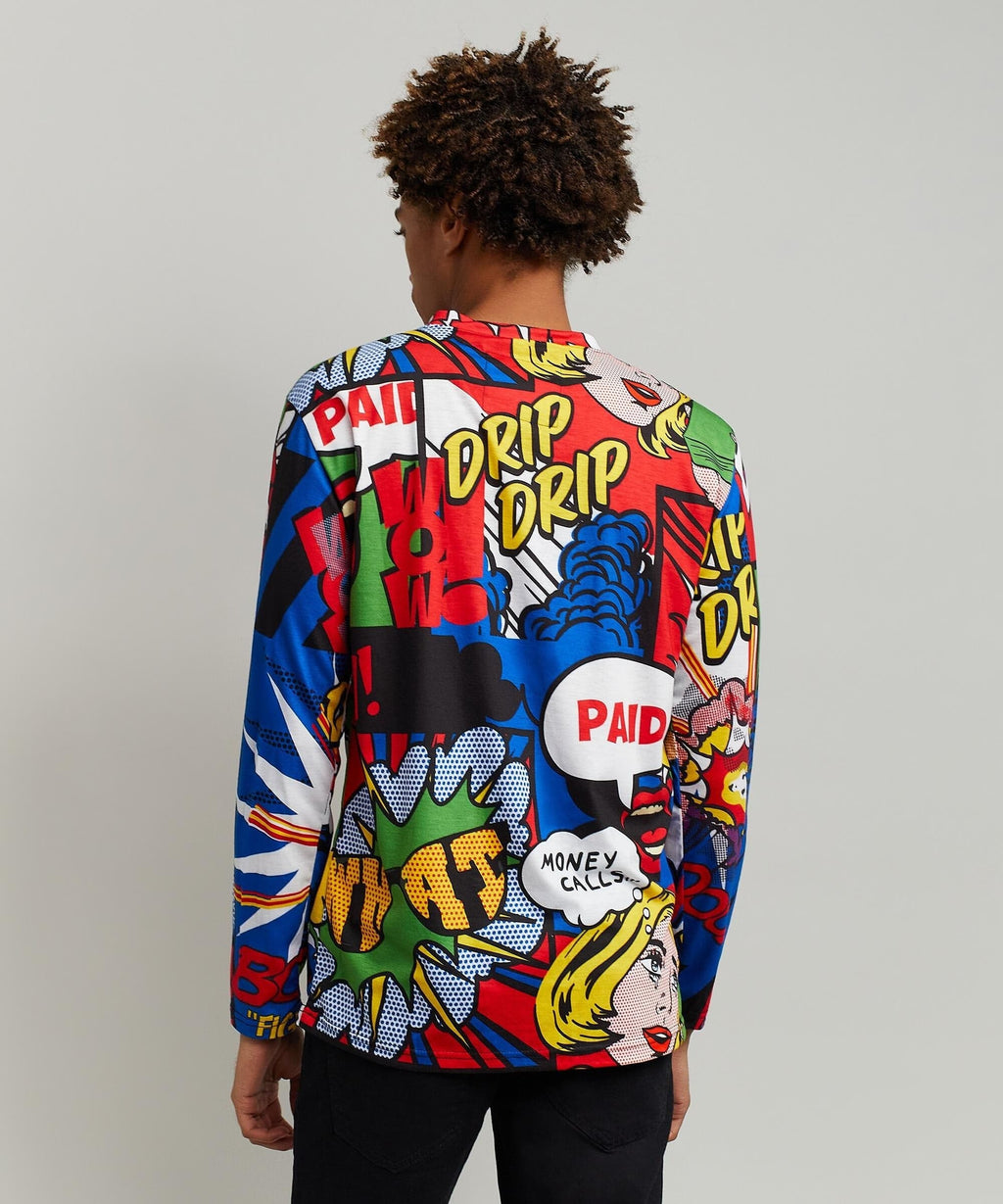 Money Drip Allover Print Long Sleeve Tee