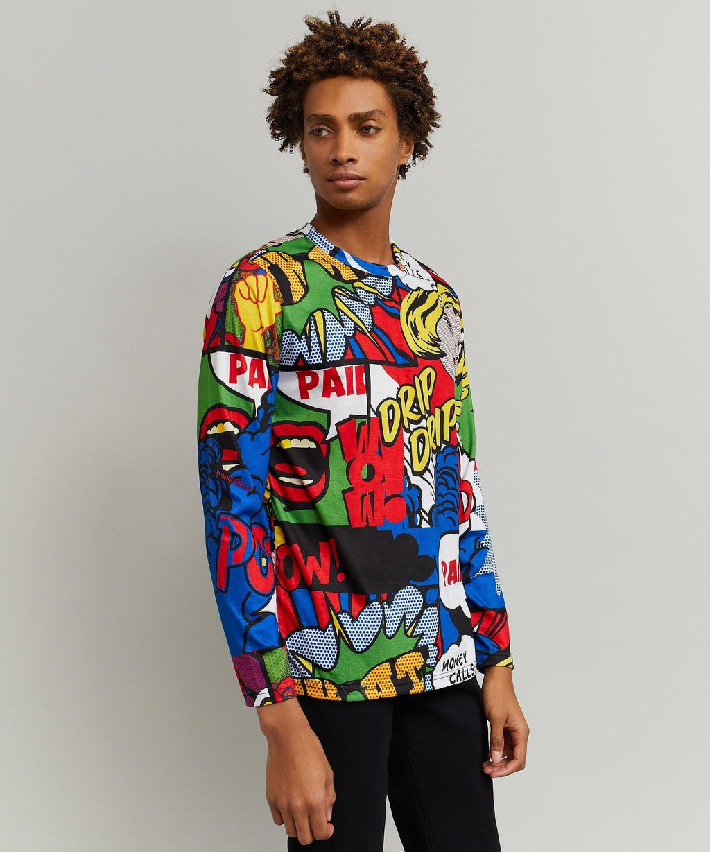 Money Drip Allover Print Long Sleeve Tee