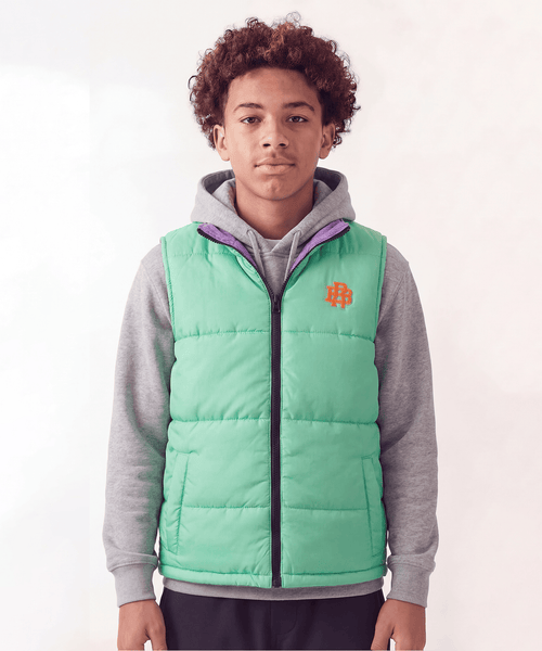 Fresh Start Kid's Reversible Puffer Vest - Sage