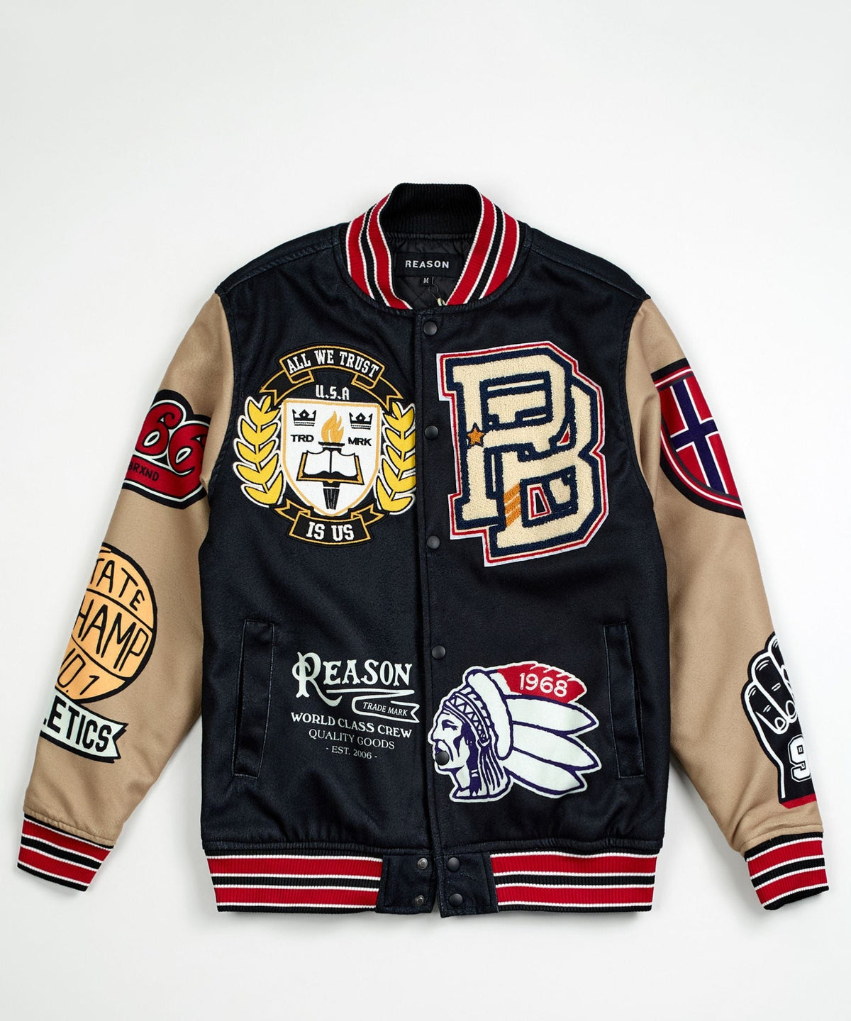 Kids Masters Division Chenille Patched Varsity Jacket - Black