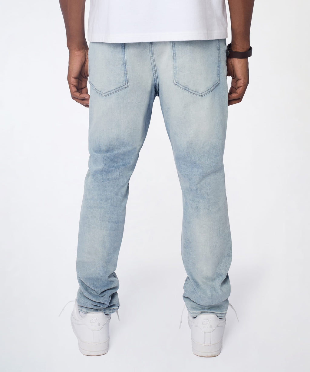Ice Wash Distressed Skinny Jeans - Light Blue