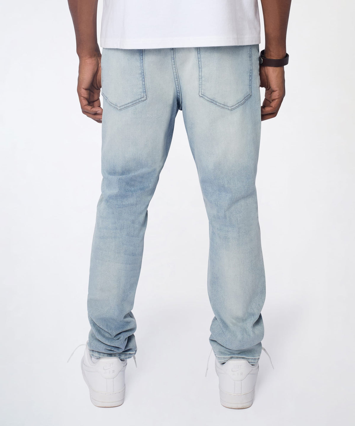 Ice Wash Distressed Skinny Jeans - Light Blue