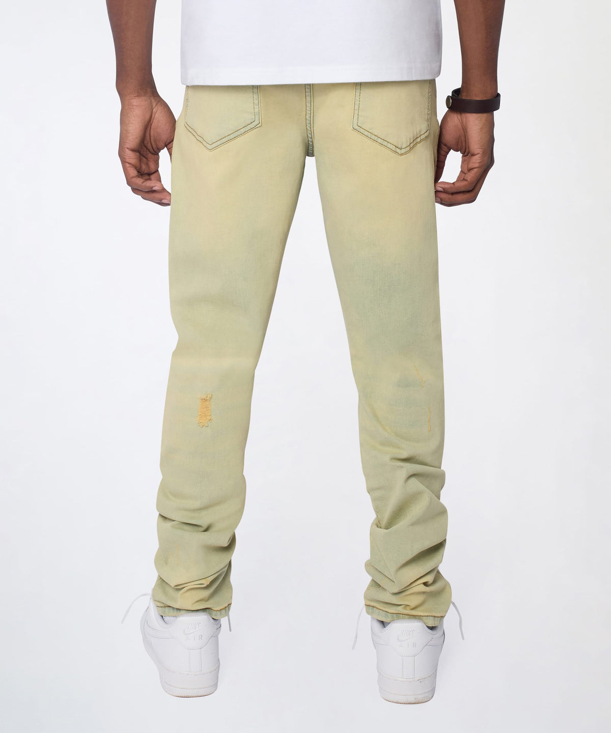 Mended Distressed Skinny Jeans - Light Blue