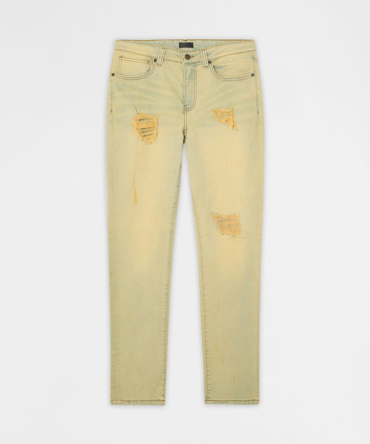 Mended Distressed Skinny Jeans - Light Blue