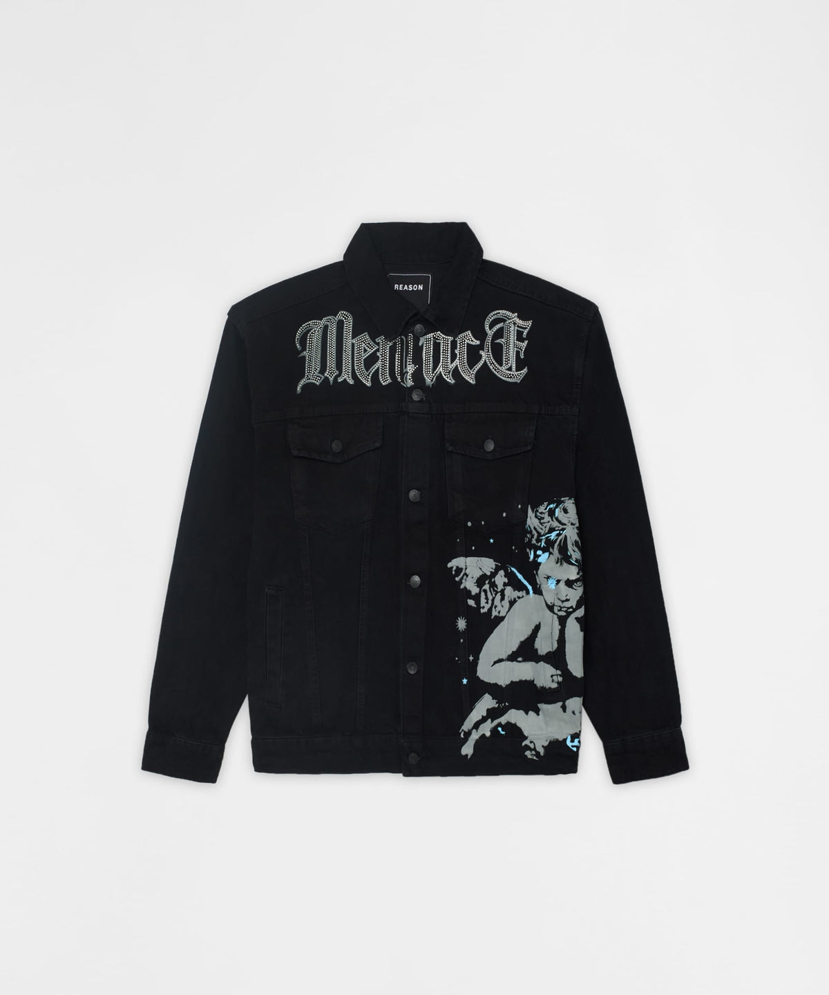 Menace Frayed Denim Jacket - Black