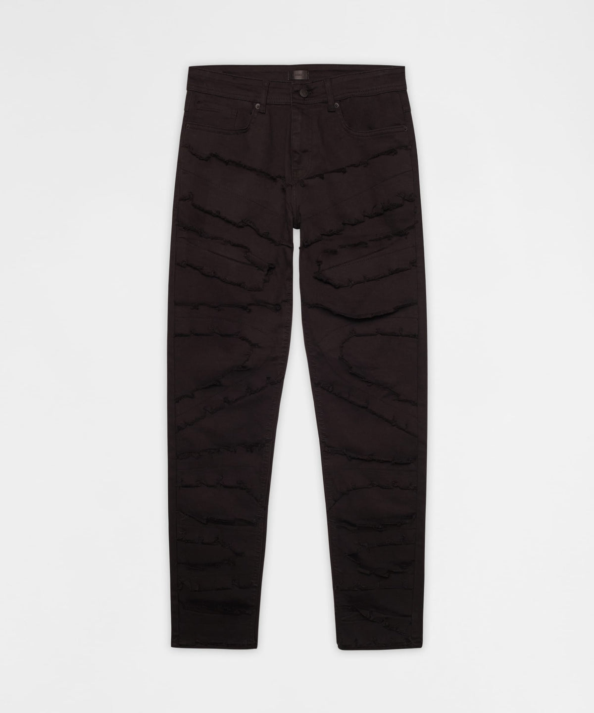 Heavy Distressed Frayed Skinny Jean - Black