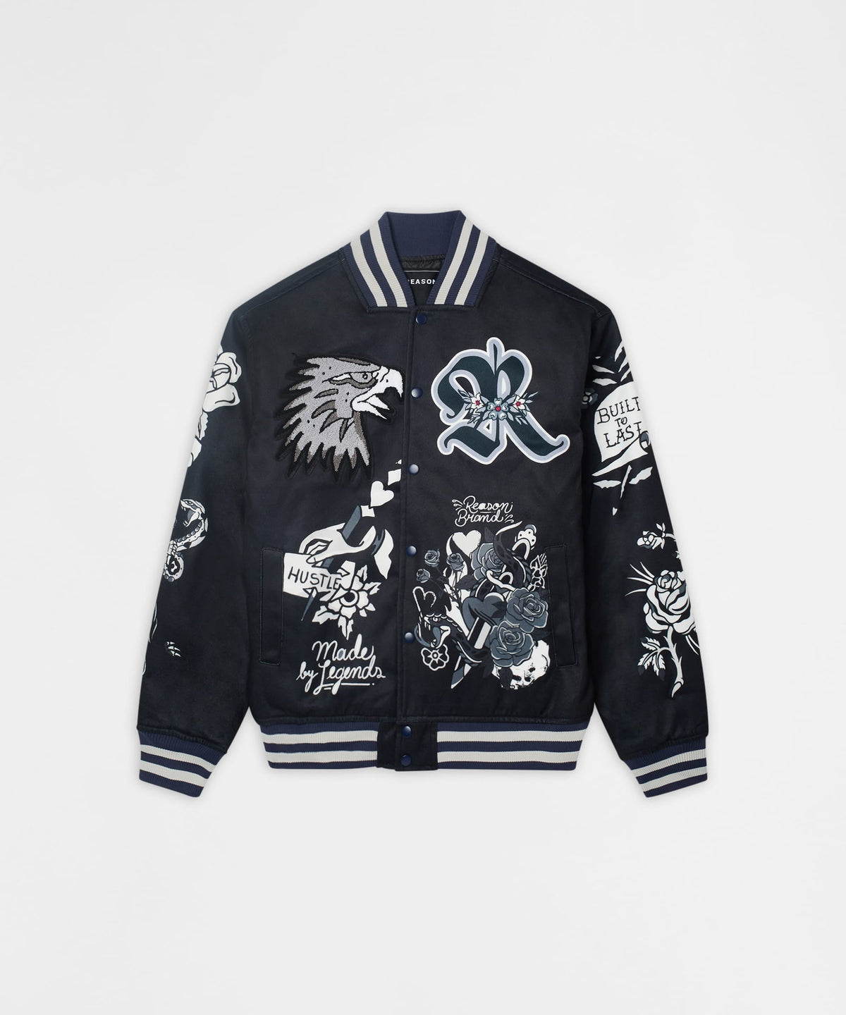 Iconic Chenille Patched Varsity Jacket - Black
