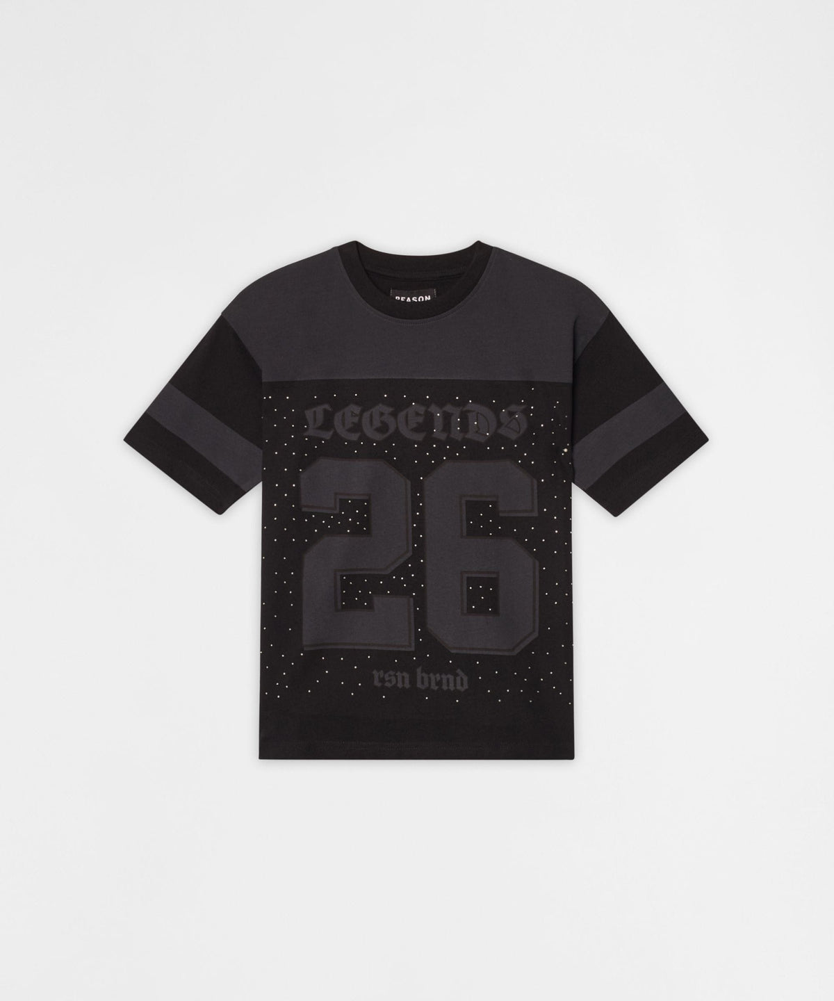 Kids Football Rhinestone Short Sleeve Tee - Black