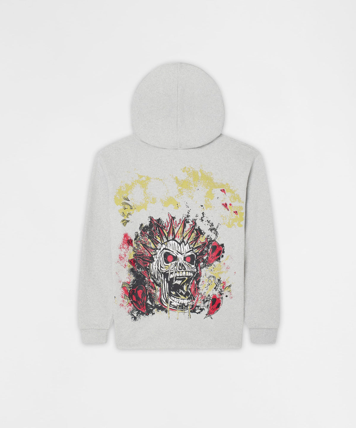 Mohawk Skull Graphic Zip Up Hoodie - Grey