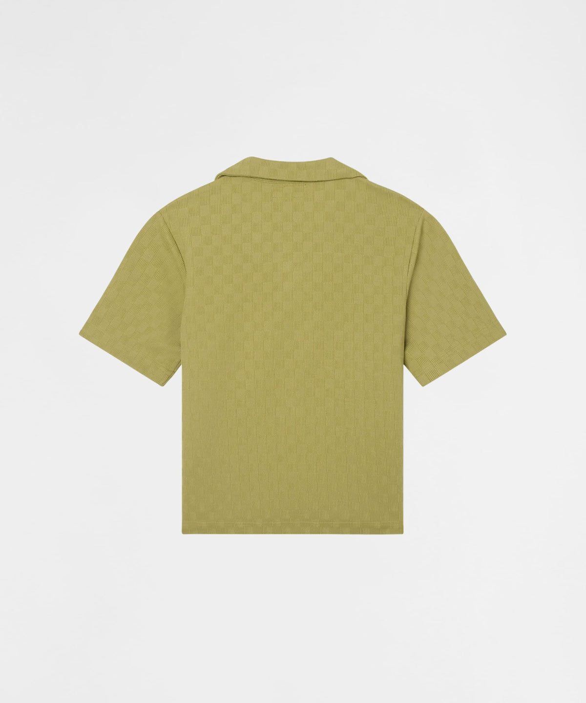 Jacquard Knit Short Sleeve Button-Down Shirt - Olive Green