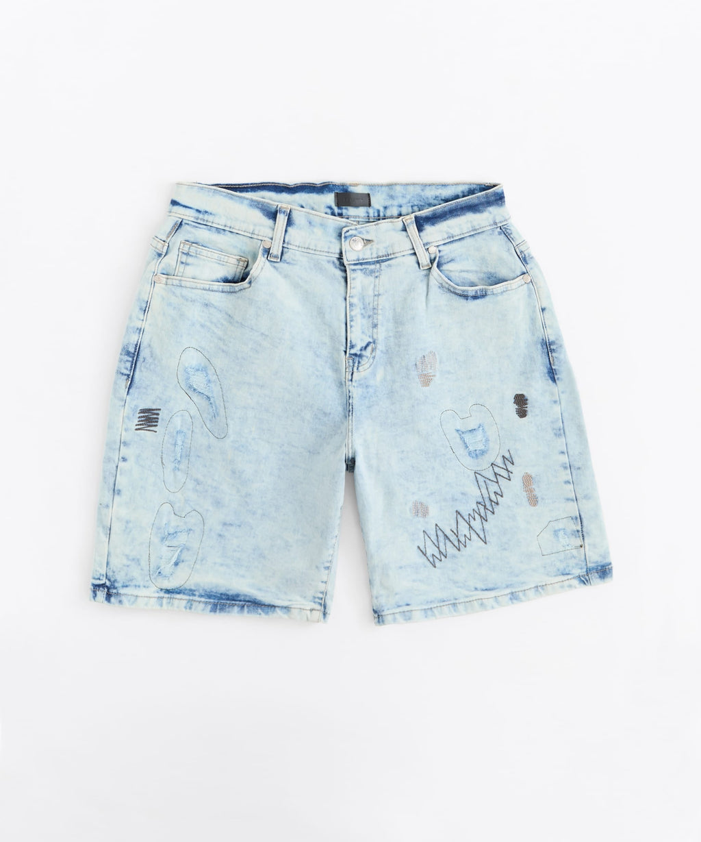 Kids K' Andre Distressed Denim Short - Light Blue