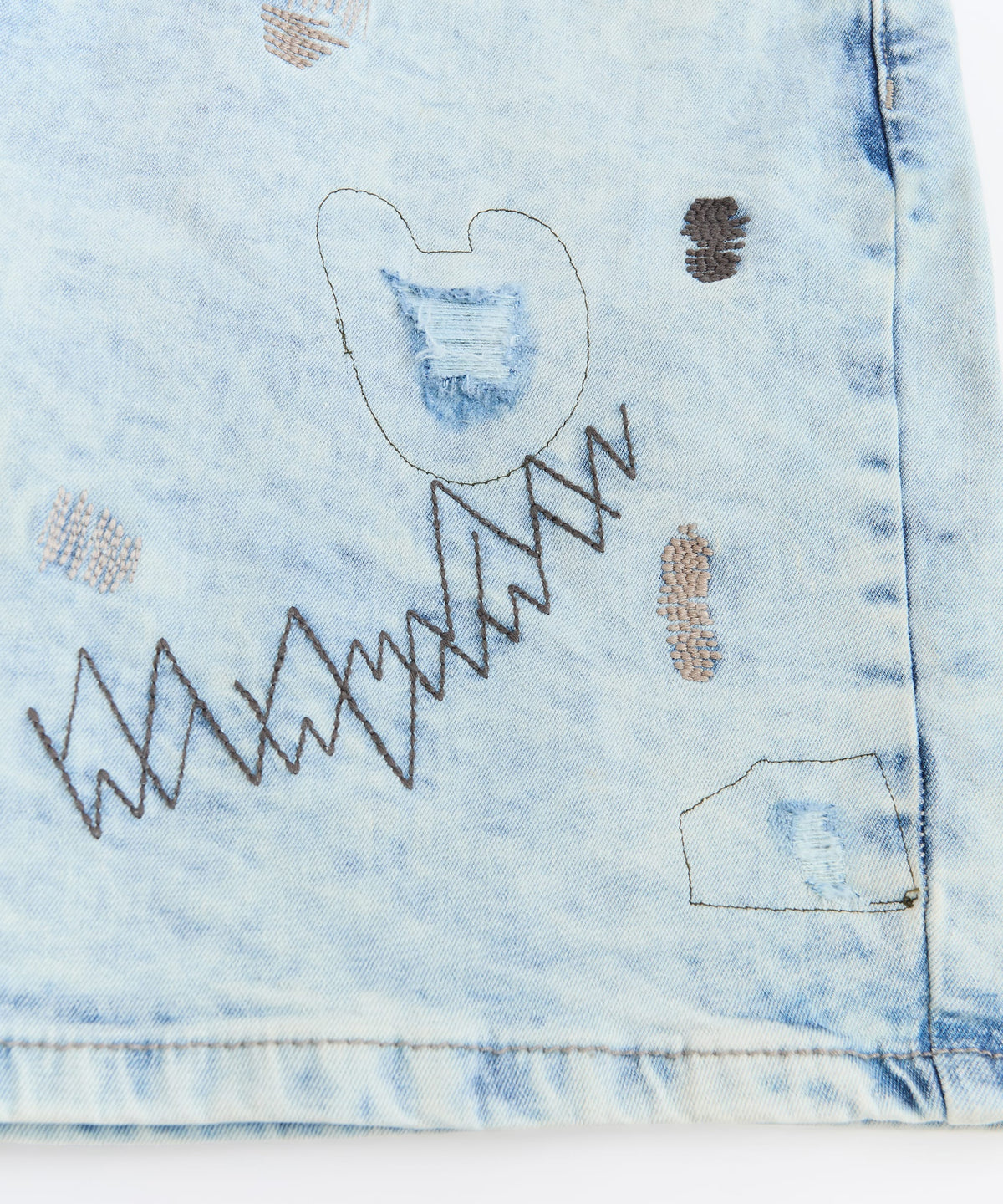 Kids K' Andre Distressed Denim Short - Light Blue