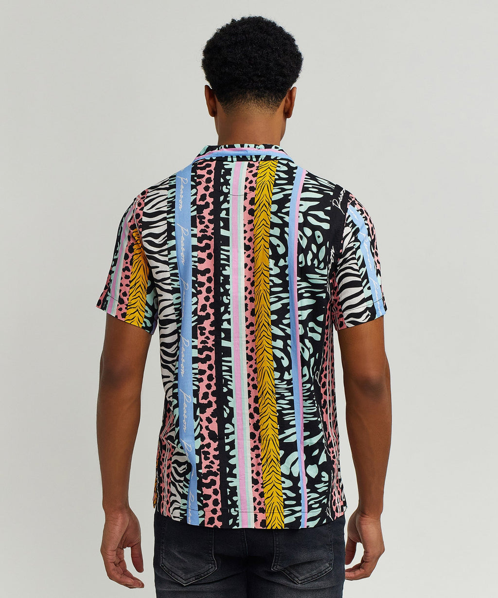 Jungle Fever Button Down Short Sleeve Shirt - Multicolor