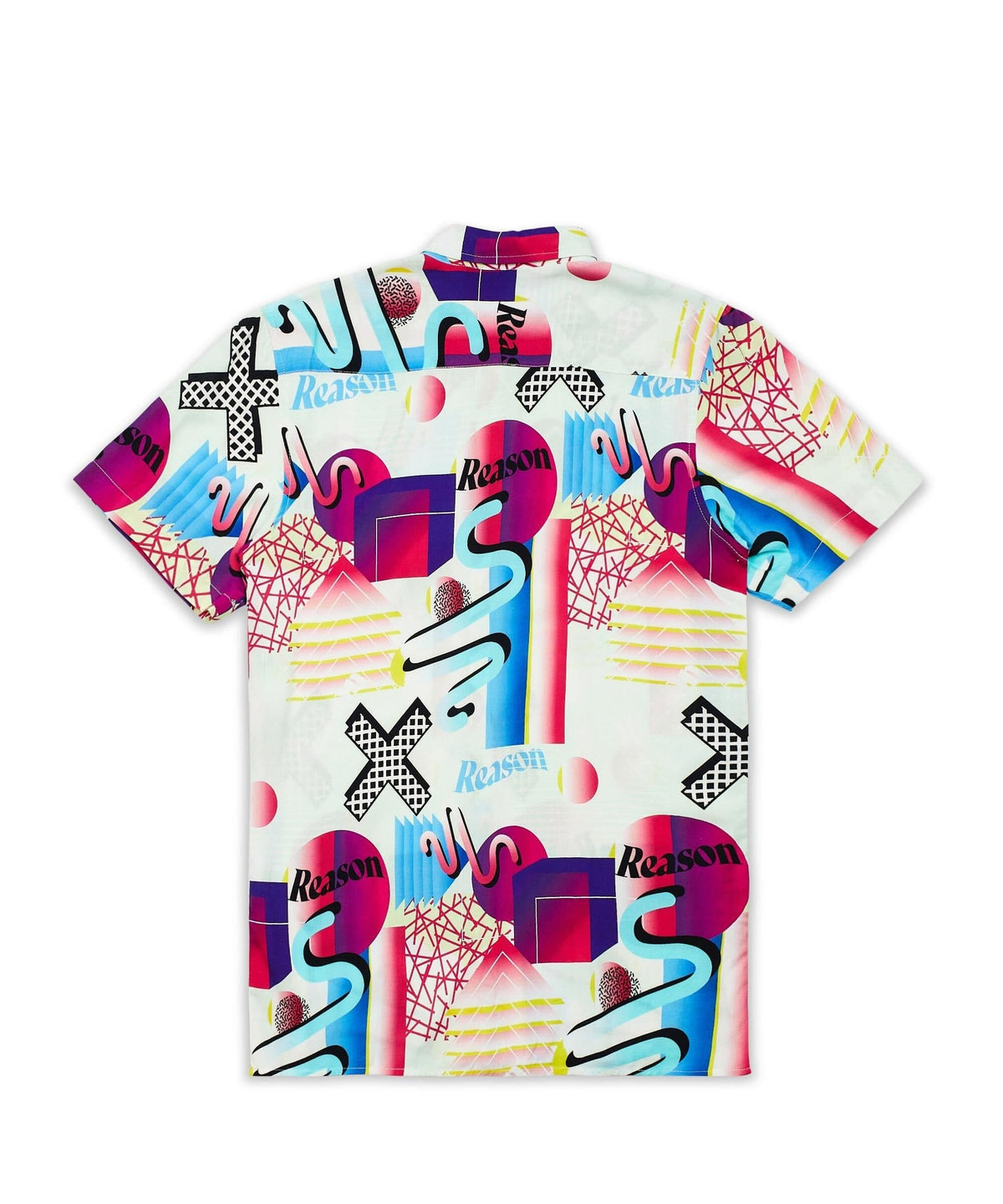 Geo Shape Viscose Button-Down Short Sleeve Shirt - Multicolor